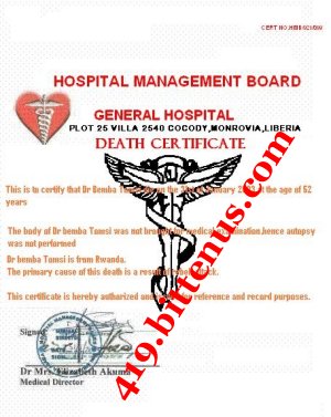 death of certificate